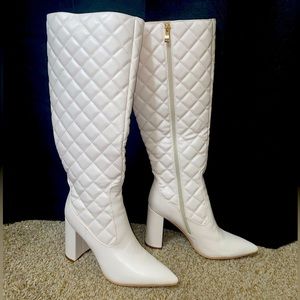 White knee length boots